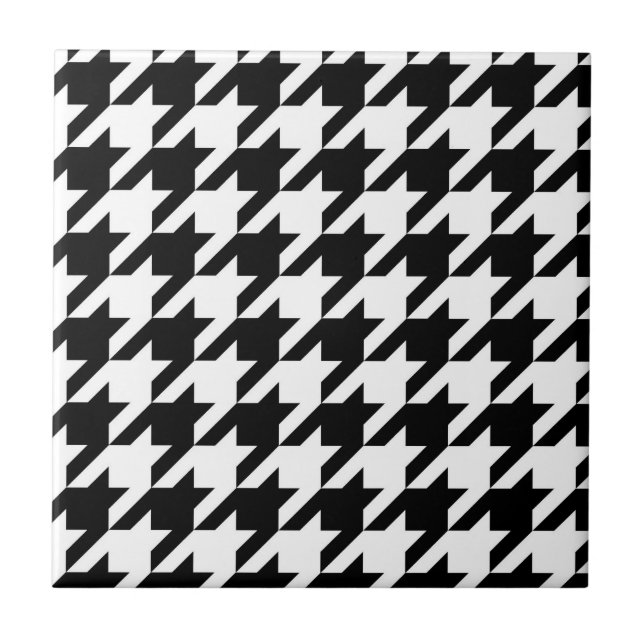 Black and White Houndstooth Ceramic Tile (Front)