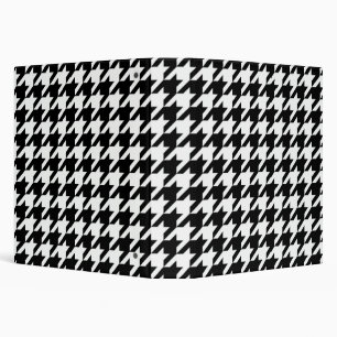 Black and White Houndstooth Check 3 Ring Binder