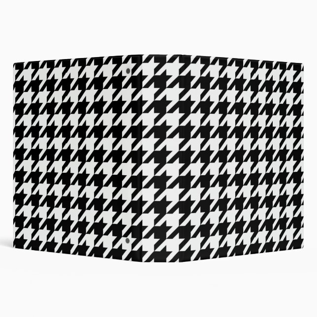 Black and White Houndstooth Check 3 Ring Binder (Background)
