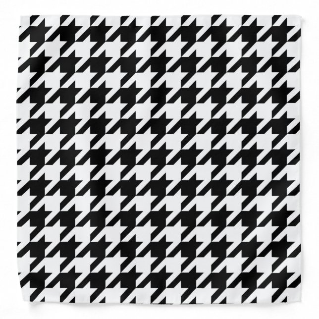 Black and White Houndstooth Check Bandana (Front)
