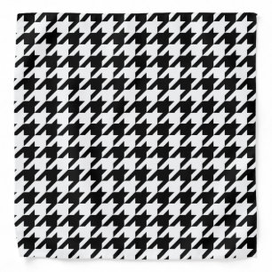 Black and White Houndstooth Check Bandana