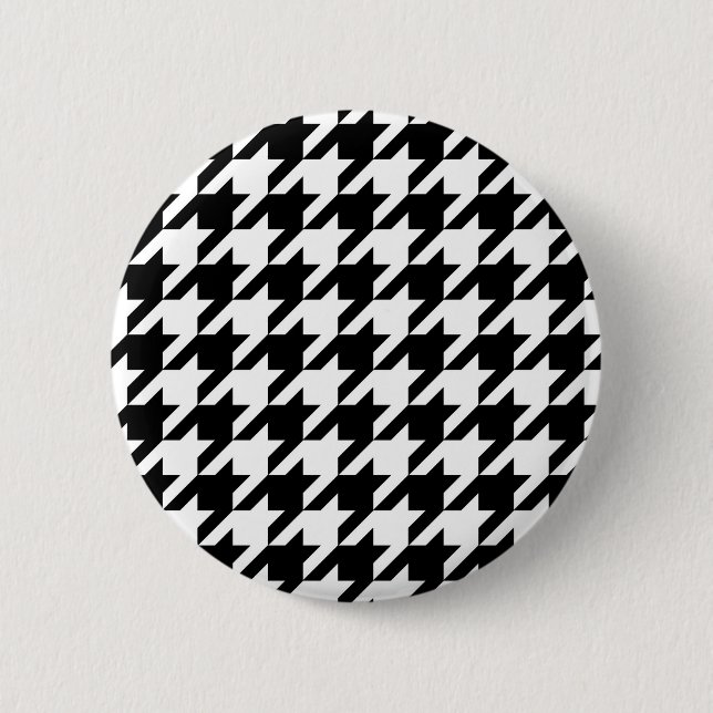 Black and White Houndstooth Check Button (Front)