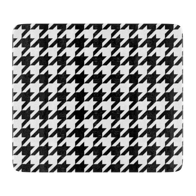 Black and White Houndstooth Check Cutting Board (Front)