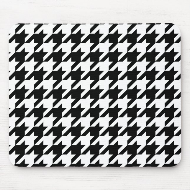 Black and White Houndstooth Check Mouse Pad (Front)