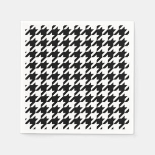 Black and White Houndstooth Check Napkins