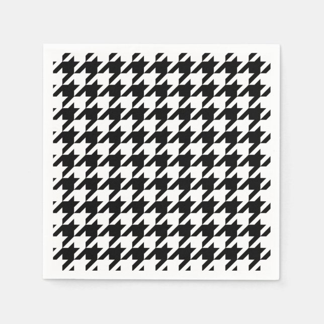 Black and White Houndstooth Check Napkins (Front)