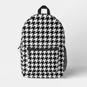 Black and White Houndstooth Check Printed Backpack