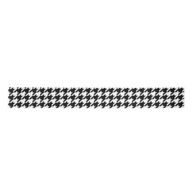 Black and White Houndstooth Check Satin Ribbon (Front)