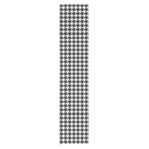 Black and White Houndstooth Check Short Table Runner