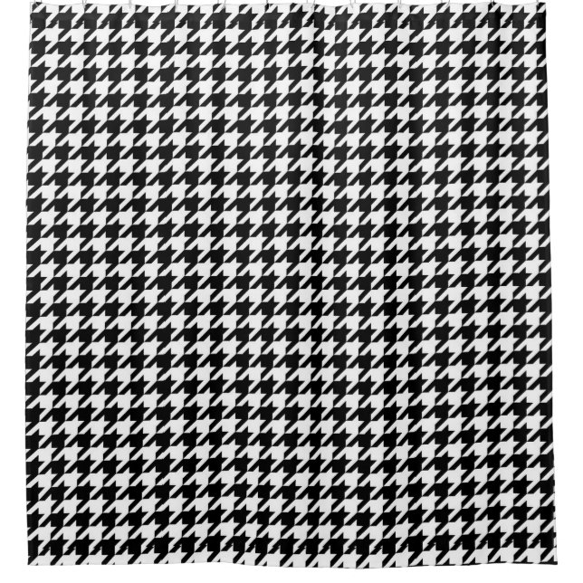 Black and White Houndstooth Check Shower Curtain (Front)