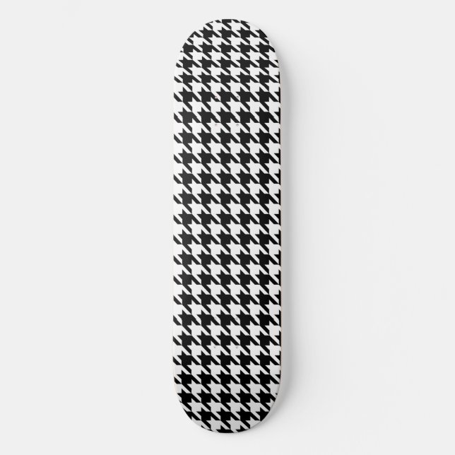Black and White Houndstooth Check Skateboard (Front)