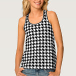 Black and White Houndstooth Check Tank Top