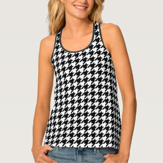Black and White Houndstooth Check Tank Top