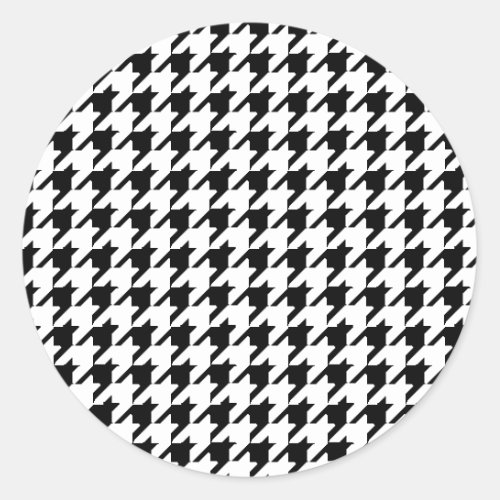 Black and White Houndstooth Classic Round Sticker