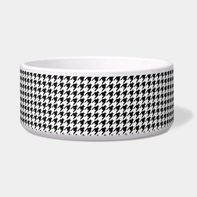 Black and White Houndstooth Dog Bowl (Front)