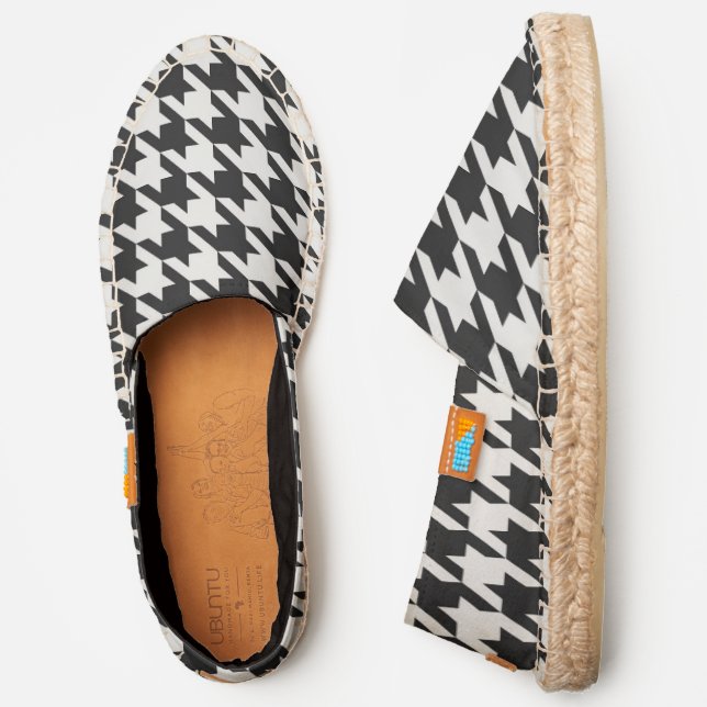 Black and White Houndstooth Espadrilles (Side)