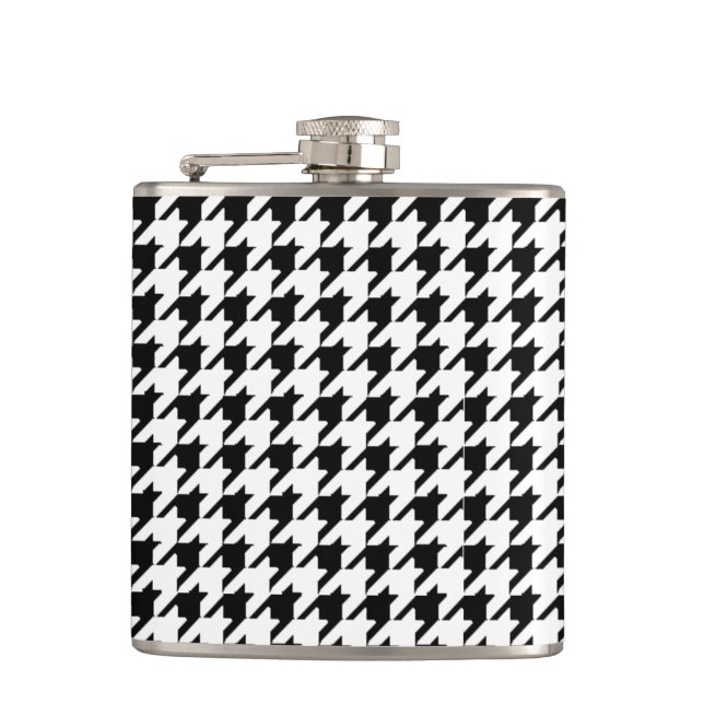Black and White Houndstooth Flask (Front)