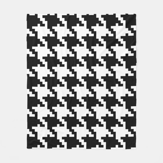 Black and White Houndstooth Fleece Blanket (Front)