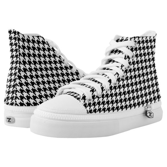 Black and White Houndstooth High-Top Sneakers | Zazzle.com