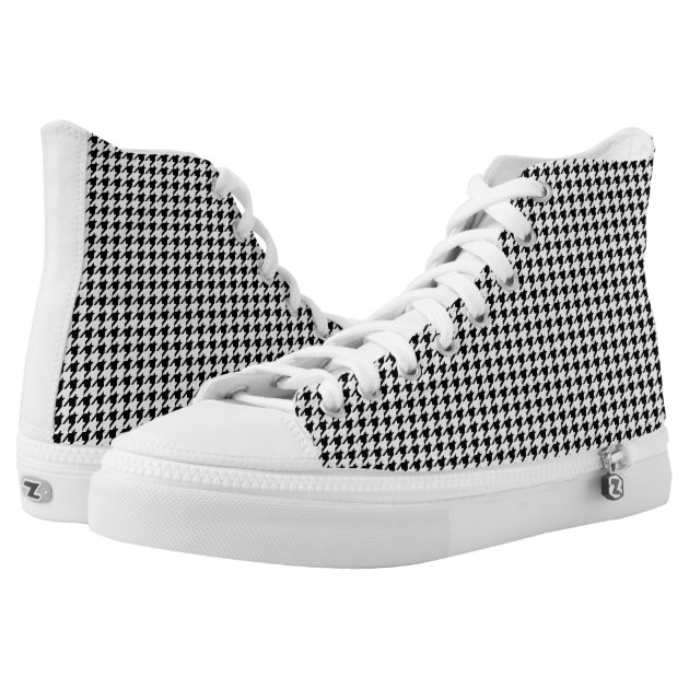 black and white houndstooth shoes