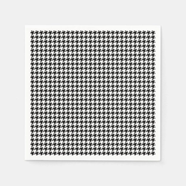Black and White Houndstooth Holiday Paper Napkins (Front)