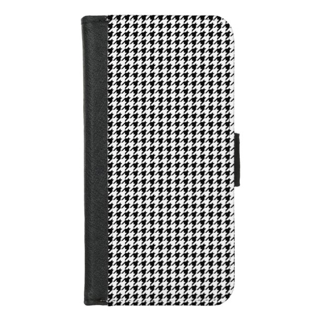 Black and White Houndstooth iPhone Wallet Case (Front)