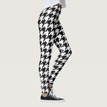 Black And White Houndstooth Leggings by WRAPPED_TOO_TIGHT at Zazzle