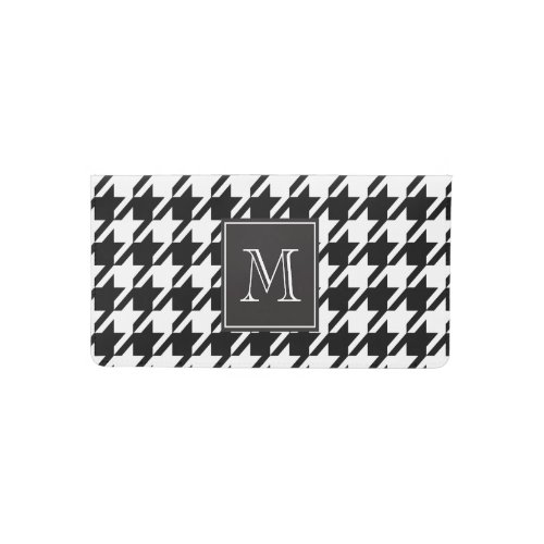 Black and White Houndstooth Monogram Initial Checkbook Cover