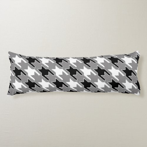 Black And White Houndstooth Patchwork Pattern Body Pillow