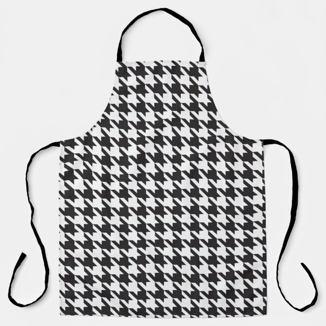Black and White Houndstooth Pattern Apron (Front)