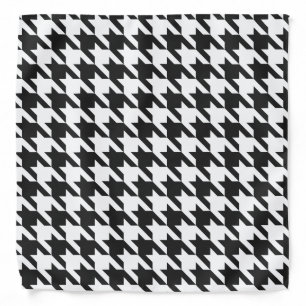 Black and White Houndstooth Pattern Bandana