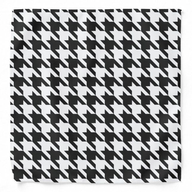 Black and White Houndstooth Pattern Bandana (Front)