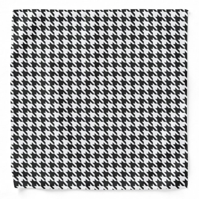 Black and White Houndstooth Pattern Bandana (Front)