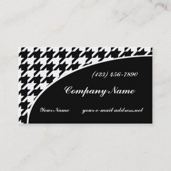 Black And White Houndstooth Pattern Business Card by timelesscreations at Zazzle