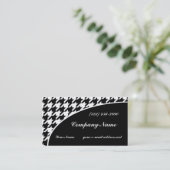Black and White Houndstooth Pattern Business Card (Standing Front)