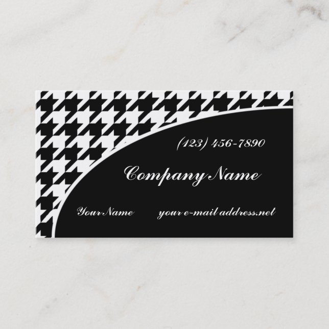 Black and White Houndstooth Pattern Business Card (Front)