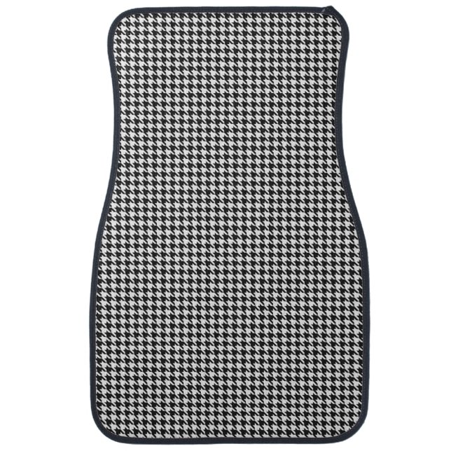 Black and White Houndstooth Pattern Car Floor Mat (Front)