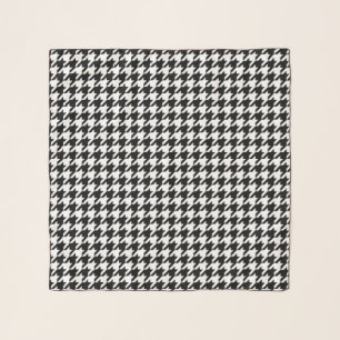 Black and white houndstooth pattern chiffon scarf