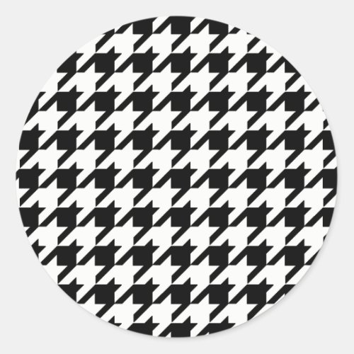 Black and White Houndstooth Pattern Classic Round Sticker