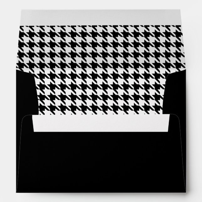 Black and White Houndstooth Pattern Envelope (Back (Bottom))