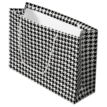 Black And White Houndstooth Pattern Large Gift Bag by Charmalot at Zazzle