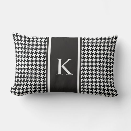 Black and White Houndstooth Pattern Lumbar Pillow