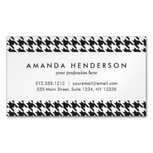 Black and White Houndstooth Pattern Magnetic Business Card