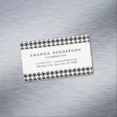 Black and White Houndstooth Pattern Magnetic Business Card (In Situ)