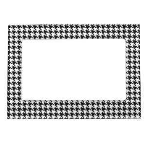 Black and White Houndstooth Pattern Magnetic Picture Frame