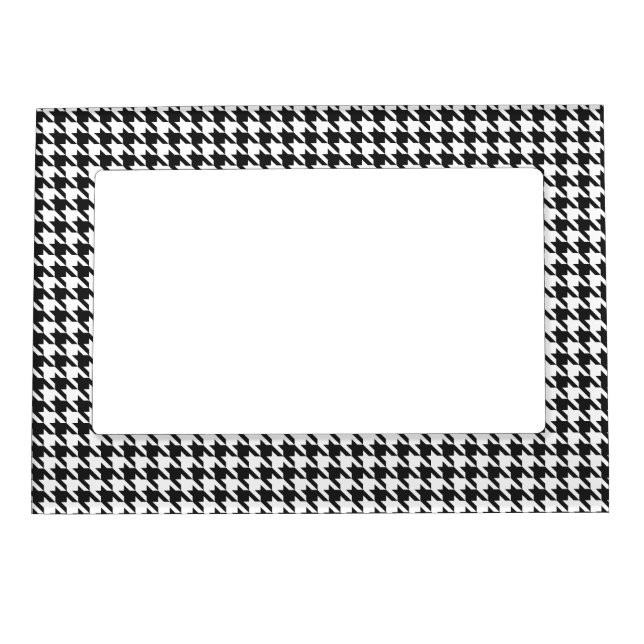 Black and White Houndstooth Pattern Magnetic Picture Frame (Front)
