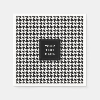 Black and White Houndstooth Pattern Paper Napkins