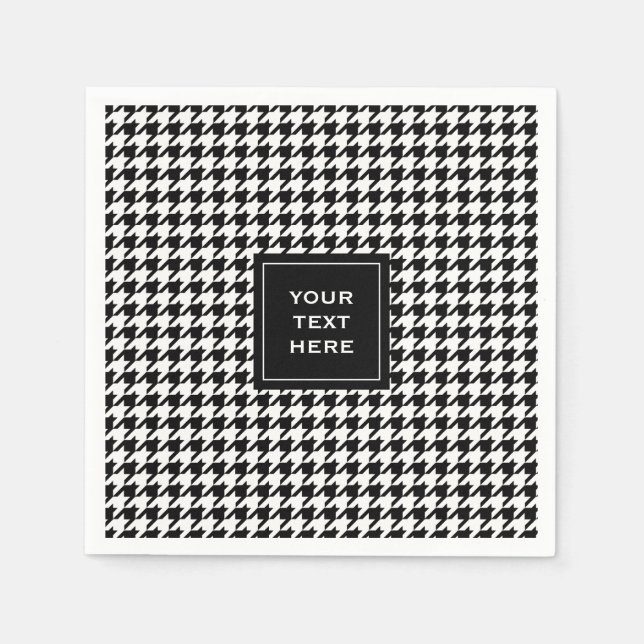 Black and White Houndstooth Pattern Paper Napkins (Front)