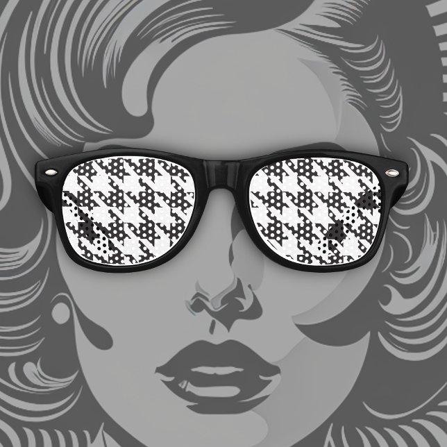Black and White Houndstooth Pattern Retro Sunglasses (Creator Uploaded)