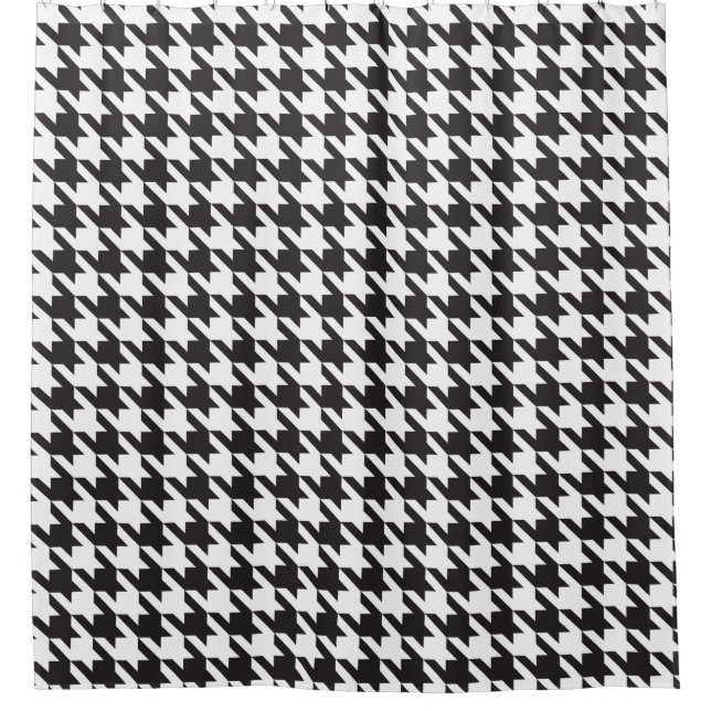 Black and White Houndstooth Pattern Shower Curtain (Front)